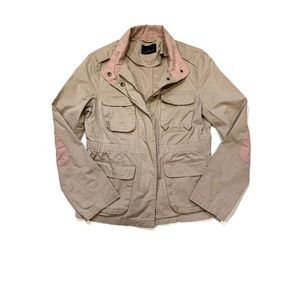 Love Tree Blush Pink Blazer Moto Utility Denim Contemporary Jacket Size Small